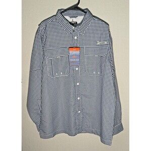 Habit Fishing River Shirt Men's Blue UPF 40+ Crayfish Creek Long Sleeve LG  NEW